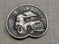 vintage 1970s belt buckle HIPPIE camper DO IT IN A VAN vw bus CAMPER western