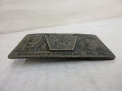 1970s Davos Pennsylvania Railroad Locomotive & Train Brass Fashion Belt Buckle