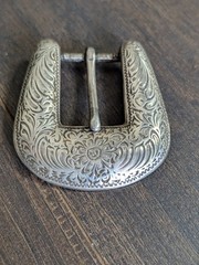 925 STERLING SILVER Vintage Chambers 1994 2pc Belt Buckle & Keeper 56g