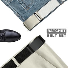 YOORAN Belt Men, Ratchet Dress Waist : 36&Prime; to 42&Prime; Adjustable, White