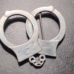 Handcuffs Theme Fine Pewter Silver Belt Buckle MPN 4632 Fits 1.5 in Belt