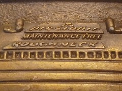 Vtg PRESTONE ROUGHNECK CAR BATTERY promo SOLID METAL BELT BUCKLE 3.75 X 2.5&Prime;