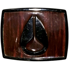 NIXON Mens Metal Faux Dark Wood Grain Black Logo Belt Buckle size Medium RARE!!