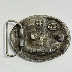 C & J Belt Buckle Electrician Silver Red Blue Tone Oval Electric Work Men’s