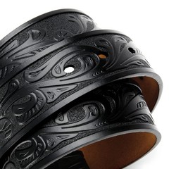 CHAOREN Western Cowboy Belts for 32-34 (Fits Pants Size 30-32), Floral Black