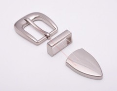 25mm Shiny Silver Western Single Prong End Bar Belt Buckle Loop Tip 3-Piece Set