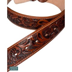 NEW Hecho En Mexico Hand Tooled Leather Western Belt Floral Buckle Boho Cowgirl