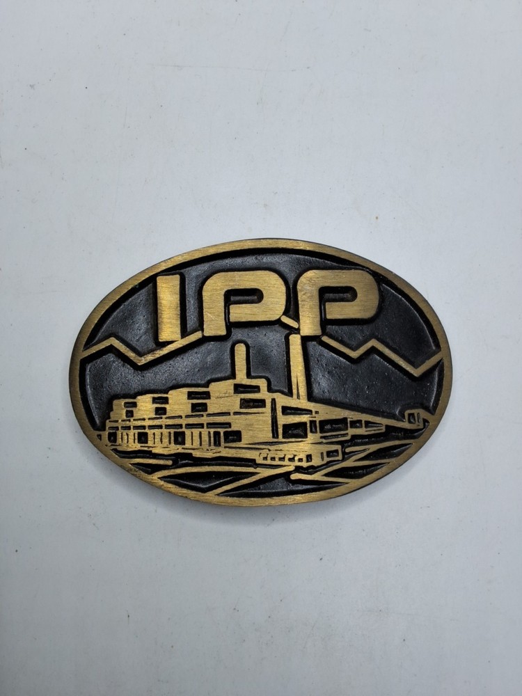 IPP Intermountain Power Project Solid Brass Belt Buckle, Dynabuckle Provo UT