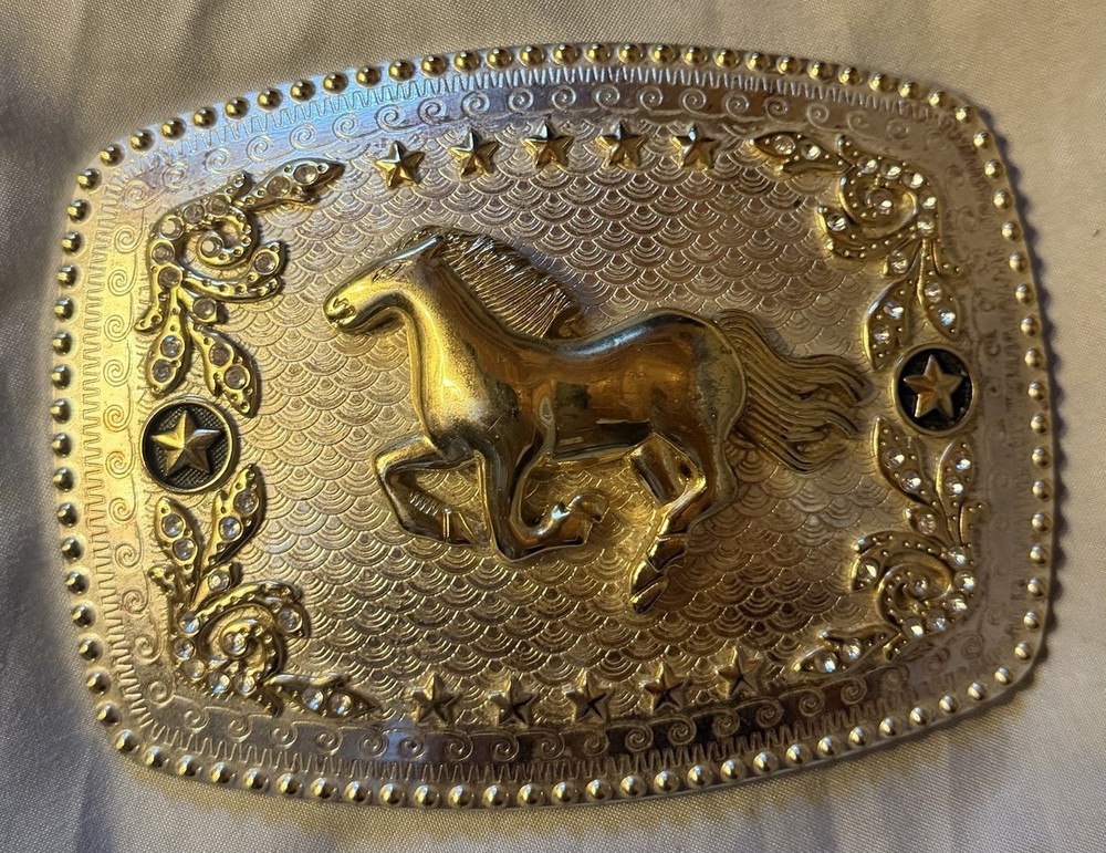 Rock Bull Ride Rodeo Long Huge Big Cowboy Texas Western Shine Belt Buckle Horse