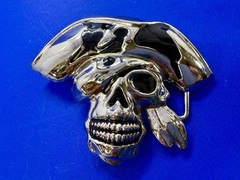 Pirate Skull Head with Hat Bandana Halloween Cosplay Raised 3D Belt Buckle