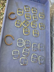 Lot of 21 (x9)CHROME FINISH & (x12)SOLID BRASS BELT BUCKLES FITS 1 »-1.25 »Belt