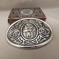 Avon Western Saddle Belt Buckle Silver Fits Belt Size Up To 1 1/2&Prime;
