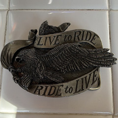 Bergamot Brass Works R-37 Men&rsquo;s Eagle Biker Western Belt Buckle Silver Brass