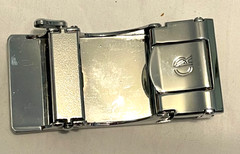 Silver Tone White Ratchet Belt Buckle Chaoren « CR » Monogram