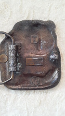 Bergamot Brass Works Pewter Finish Bear Fishing for Salmon Belt Buckle Vtg 1973