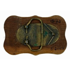 Artist Signed Hand Carved Wood Belt Buckle Mallard Ducks Rustic Cabin Core