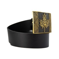 Brass belt buckle Maple leaf, Handmade Ukrainian trident and Canadian Maple leaf