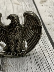Vintage AVON Signed Pewter Tone American Eagle 1980s Belt Buckle Patriotic