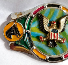 VTG 1970 Imperial Hebillas 2&Prime; Belt Buckle Mexico Western Eagle Green Blue Enamel