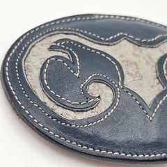 Vintage Tony Lama Navy Blue & Gray Antelope Skin Belt Buckle Made In USA