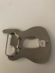 Blue Enamel Rock Music Star Guitar Belt Buckle With Beer Bottle Opener