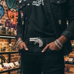 Men Silver Metal Fashion Belt Buckle Biker Handgun Revolver Gun Street Hood Bold