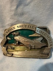 Vintage 3D 1982 The Space Shuttle Columbia Belt Buckle Bergamot Brass Works