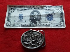 PEWTER BELT BUCKLE, « EAGLE » 3-D DESIGN, SISKIYOU-BERGAMOT USA, MAN-0724*08423
