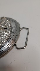 Rhinestone Crystal Skull Belt Buckle Silver Tone Gothic Biker Punk Rock