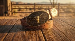 Retro Western Style Casual Belt with Antiqued Alloy Bullhead Buckle, a Versatile