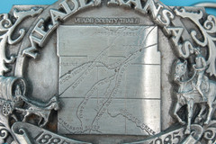 VTG 80s Meade Kansas Centennial Commemorative Western Belt Buckle 1985