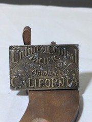 Vintage Brass Belt Buckle – Union Central Pacific Railroad Omaha to California