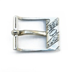 German silver pin belt buckle Trident, Classic frame belt buckle, Flag buckle