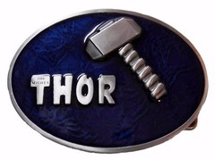 THOR&rsquo;S HAMMER Metal/Blue Enamel BELT BUCKLE