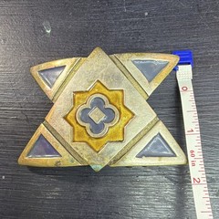 Vintage Geometric Star Enamel Brass Belt Buckle Gold Silver
