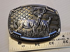 DEER HUNTING BUCK HUNTER / AMERICAN FLAG Metal Belt Buckle