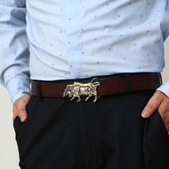 Western Buckle Antique Gold Lady Bull Engraved Belt Buckle Fits 1-1/2&Prime; wide Belt