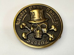 Louder Than Thunder Seven 2 Skull Head Hat Crossbones Gothic Punk Belt Buckle