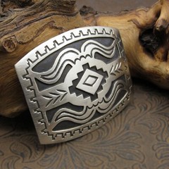 Sterling Silver Overlay Satin Finished Belt Buckle