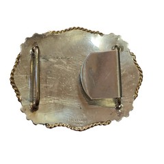 Vintage Silverado Sterling Silver Red Stones Brass Belt Buckle 121g Horse Foal