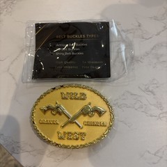 Custom Belt Buckle Shiny Gold , Oval Design