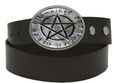 Cryptic Stone Pentagram Belt Buckle – Handmade Occult Oval Buckle – 161