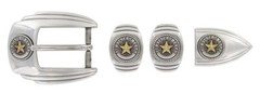 Texas Seal Western Buckle Double Loop Tip Belt Set 4-piece Fit 1&Prime; Wide Belt