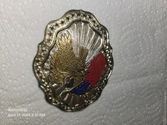 VTG Crumrine American Eagle Flag Belt Buckle Heavy Silver Plate/Bronze USA Shiny