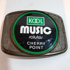 Vintage Kool Music Salutes Cherry Point Belt Buckle Pewter Tone Black Green