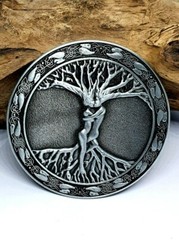 Belt Buckle Tree Of Life Odins Askr & Embla For 40mm Belt Pagan Norse Viking Uk