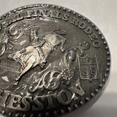 Hesston Vintage Rodeo Belt Buckle 1988 METAL Original Wrap National Finals NFR