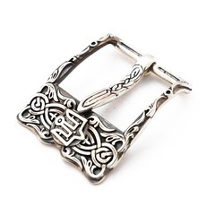 German silver pin belt buckle Runic, Classic frame buckle for 1.5 inch belt