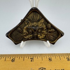 Vintage Owl & Pinecone Blotter Corner Bronze/Brass Brass Nature Woodland Rustic