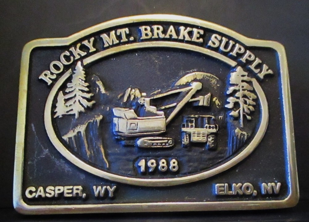 Rocky Mountain Brake Supply Shovel Crane Truck 1988 Belt Buckle Anacortes Brass